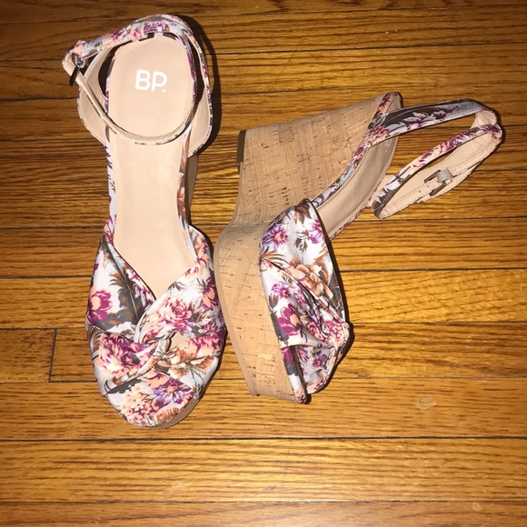 bp Shoes - BP. Floral wedge ankle strap sandals